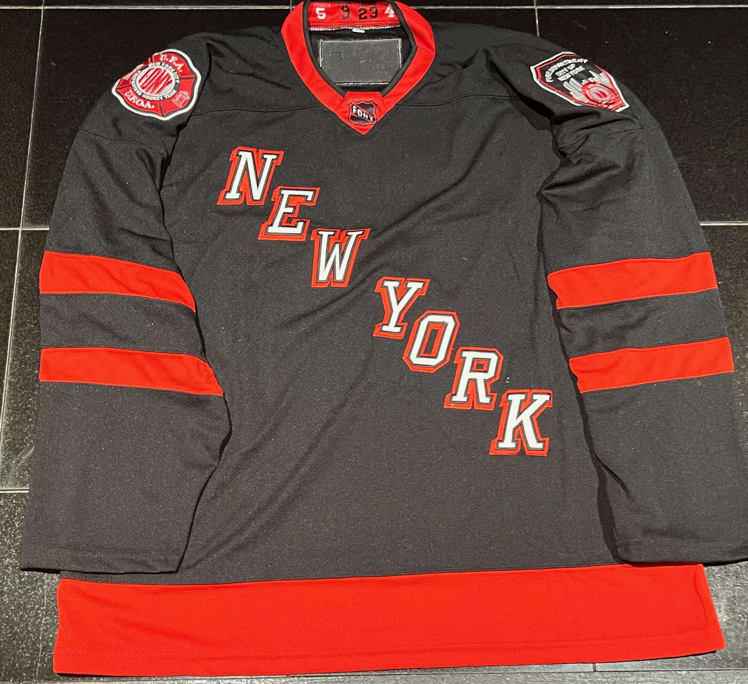 FDNY Hockey Team Official Adult Black Jersey - NO NUMBER