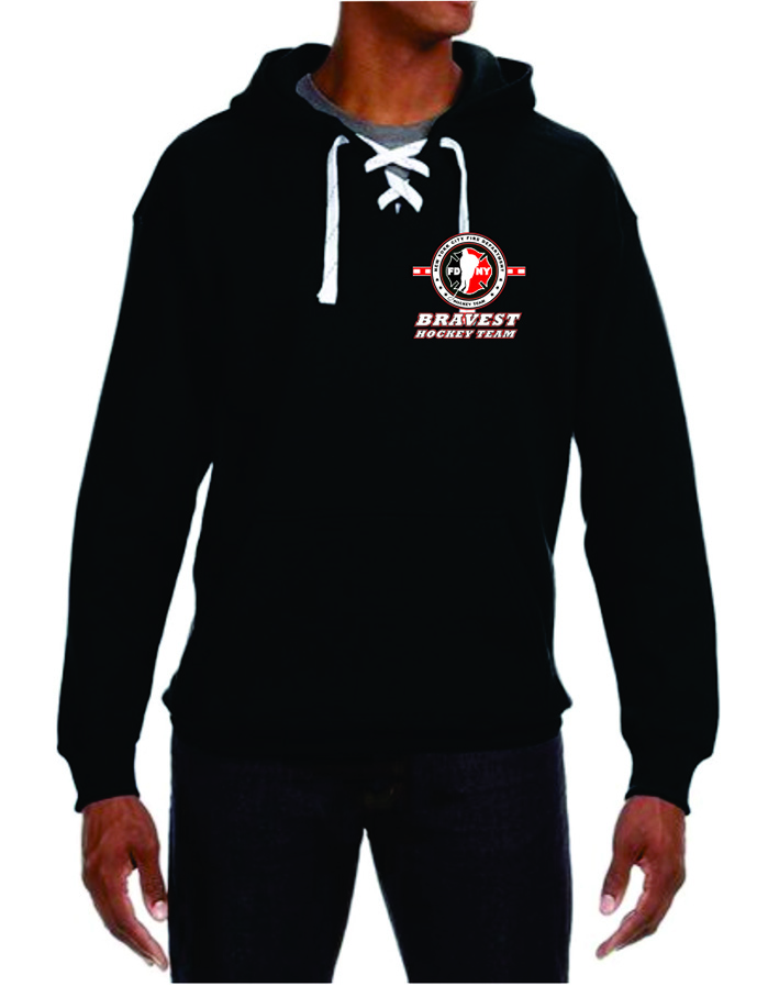 FDNY Hockey Flag Hooded Lace Style Sweatshirt - Black or Navy Blue