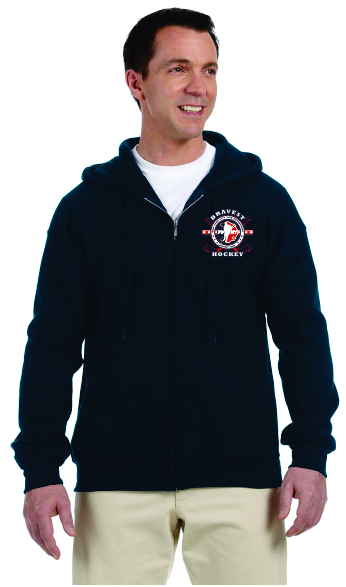 Hockey Stick Flag - Full Zip Hooded Sweatshirt - Navy Blue