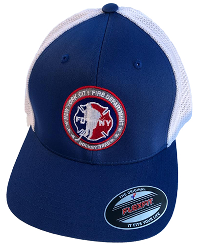Hockey ROYAL BLUE with White Mesh Back Flexfit Trucker Hat